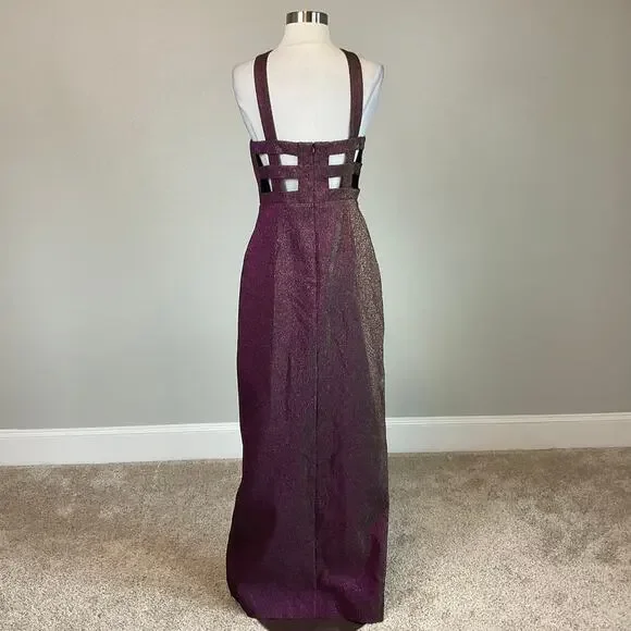 Aidan Mattox Sleeveless Cut Out Column Evening Gown Purple Size 6 Formal Dress - Picture 3 of 12